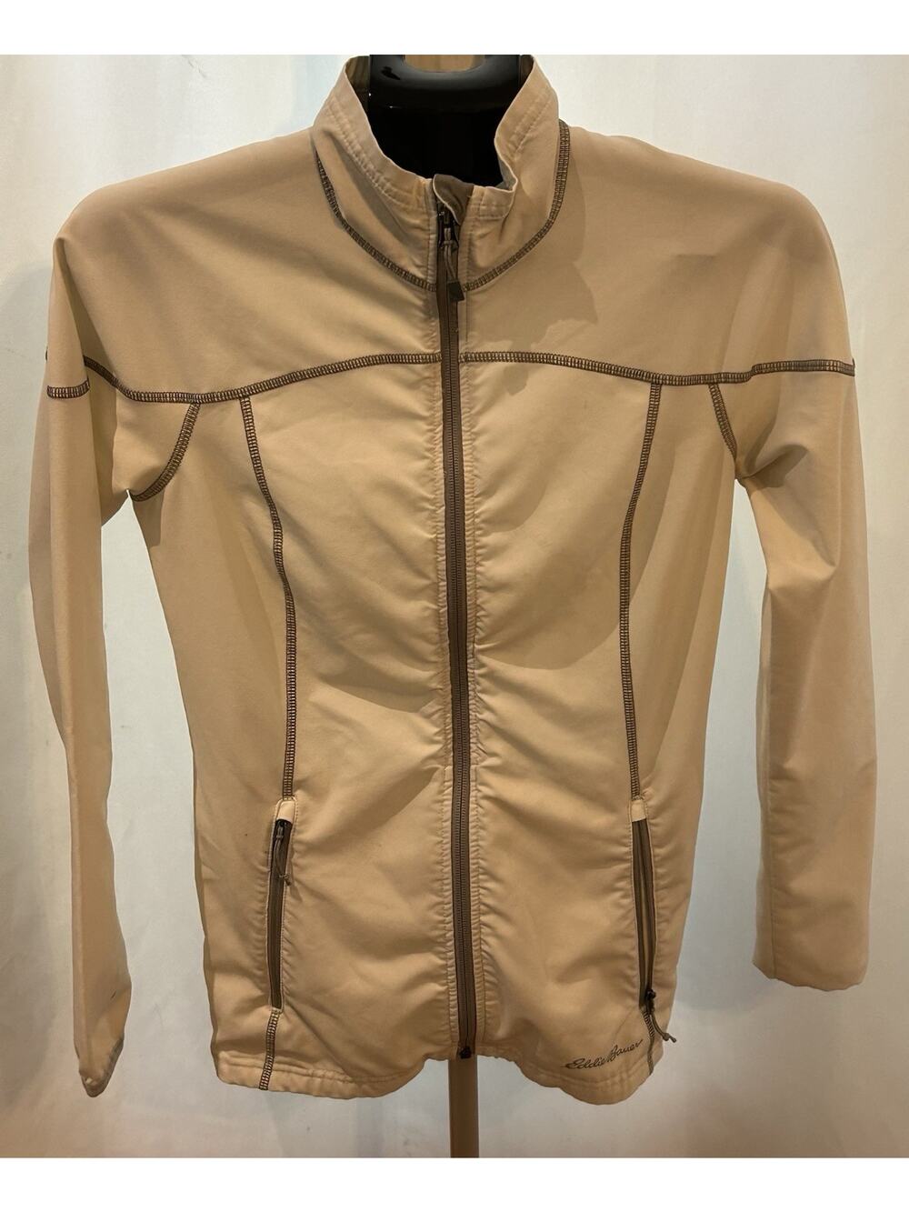 Eddie Bauer First Ascent Stretch Windbreaker White Jacket Womens Size Small